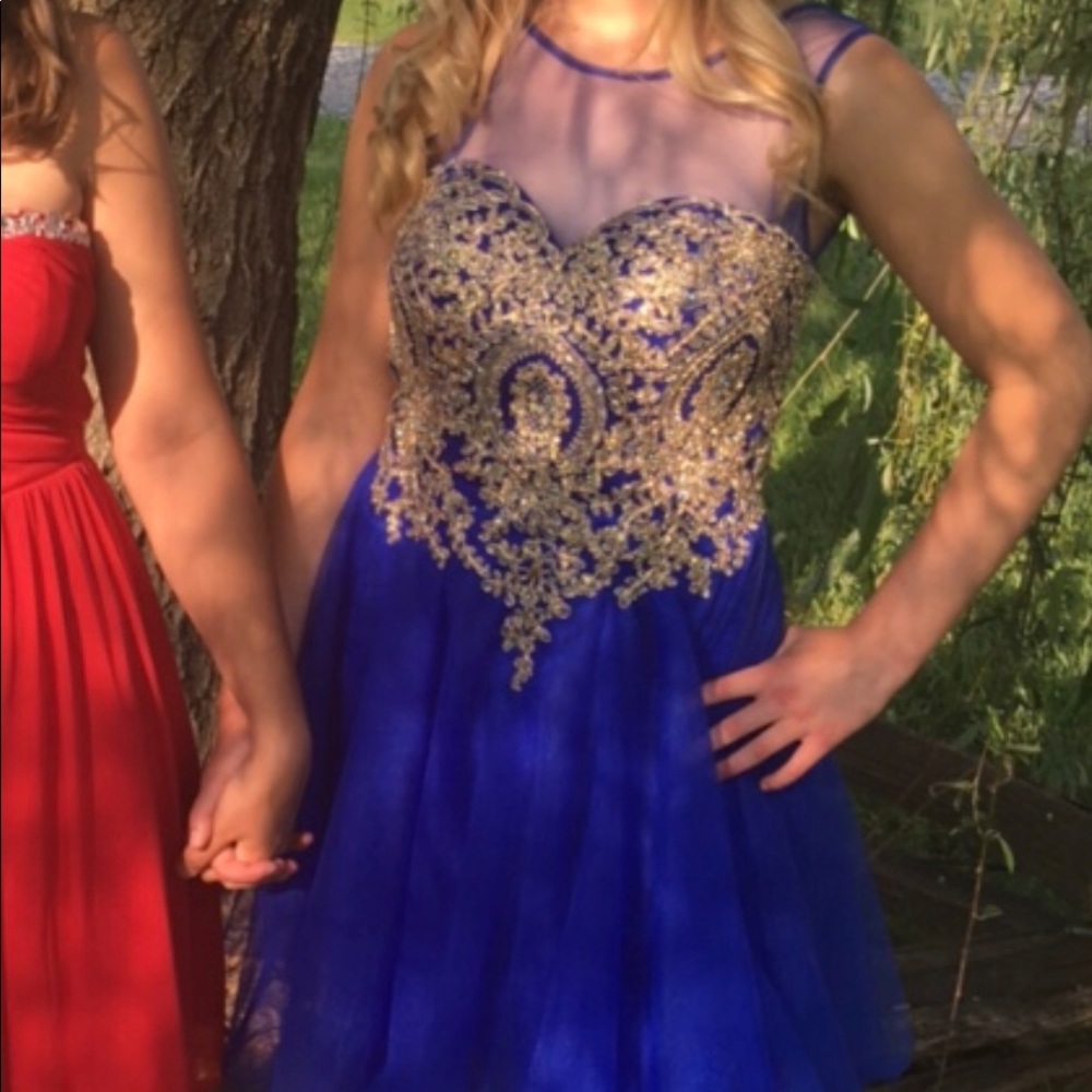 Royal Blue and gold event/homecoming dress